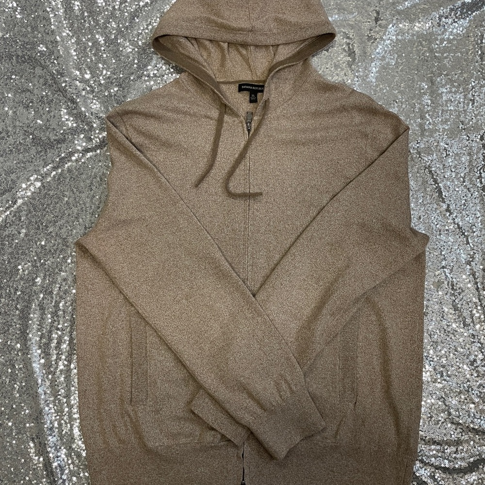 Banana Republic Zip Hooded Sweater Beige Men’s Sz XL